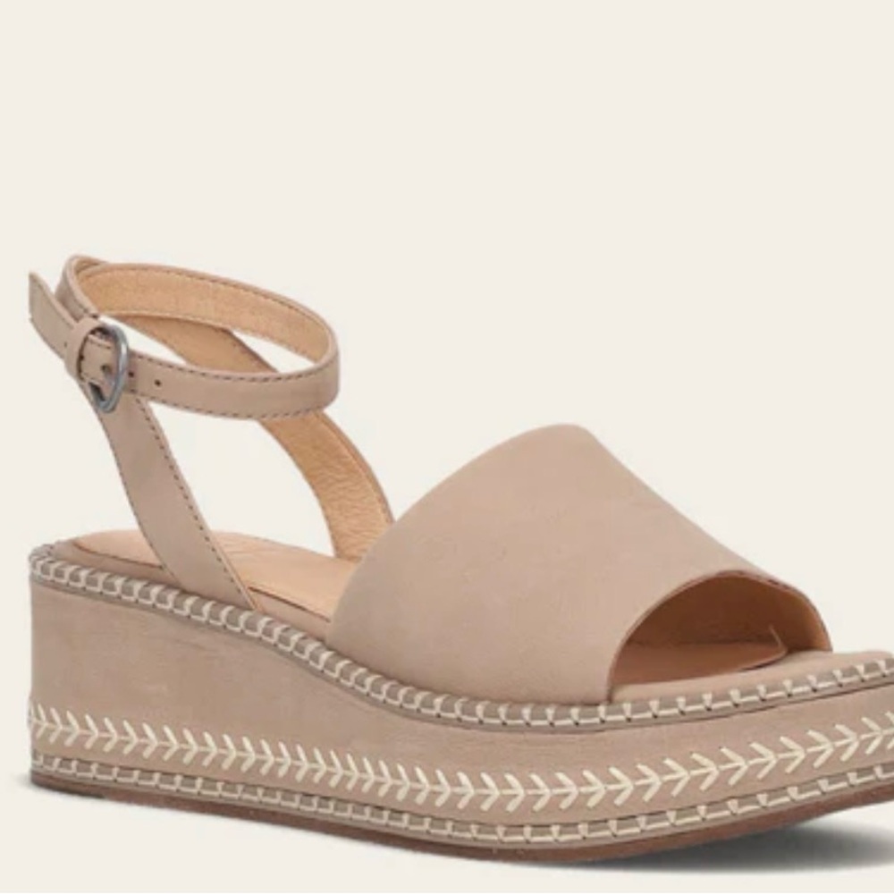 Frye Joy Ankle Strap Wedges - Tan